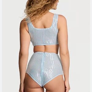 Victoria's Secret Iridescent Light Blue Sequin Two-Piece Set